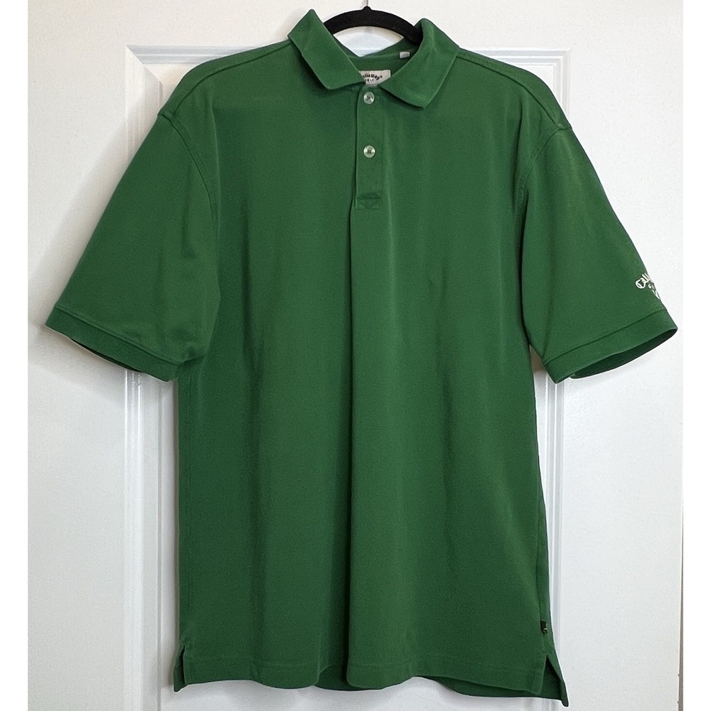Callaway Golf Polo Shirt Mens Large Green Short Sleeve Combed Cotton Textured